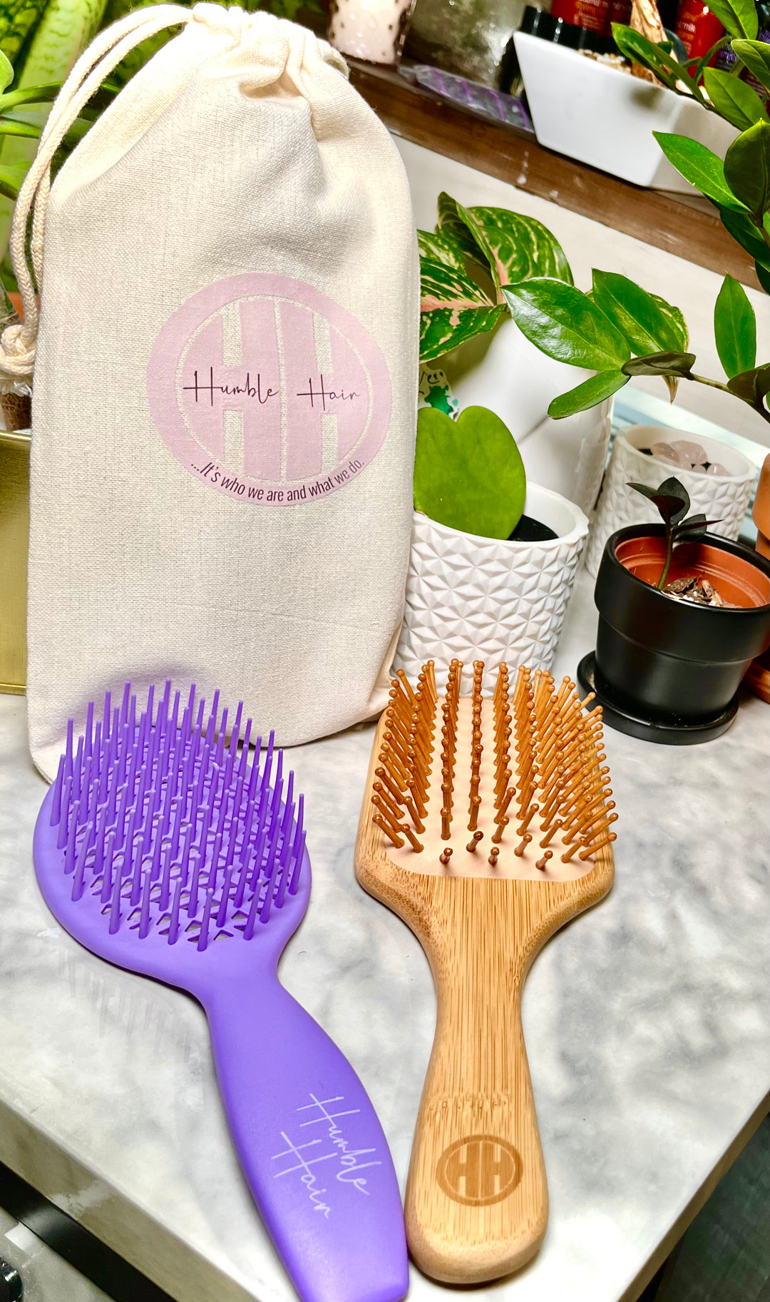 detangling brush + bamboo brush